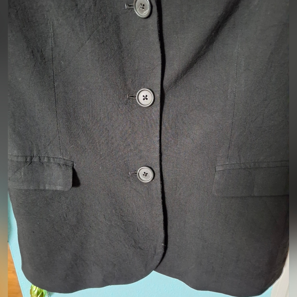 Banana Republic Stretch Womens Sz 10 Black Wool Blazer Summer Weight Vntg Excel - Picture 11 of 15